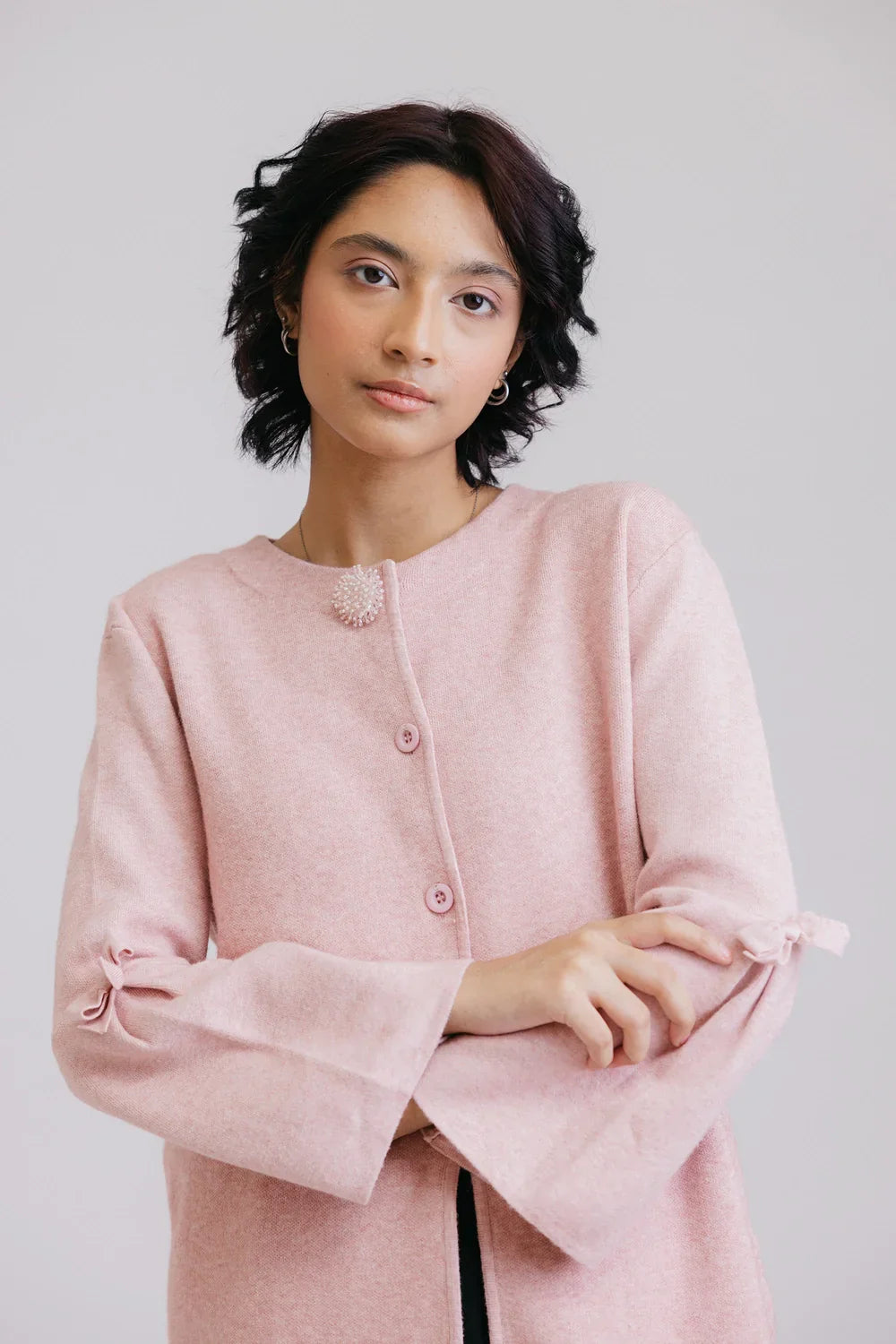 Picture of Ellena - Full Sleeves Round Neck Cardigan Sweater - Available at Raja Sahib
