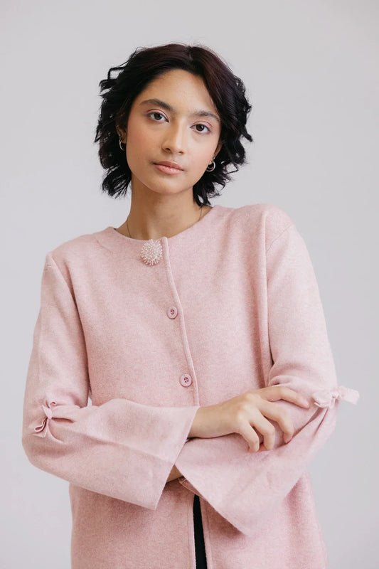 Picture of Ellena - Full Sleeves Round Neck Cardigan Sweater - Available at Raja Sahib