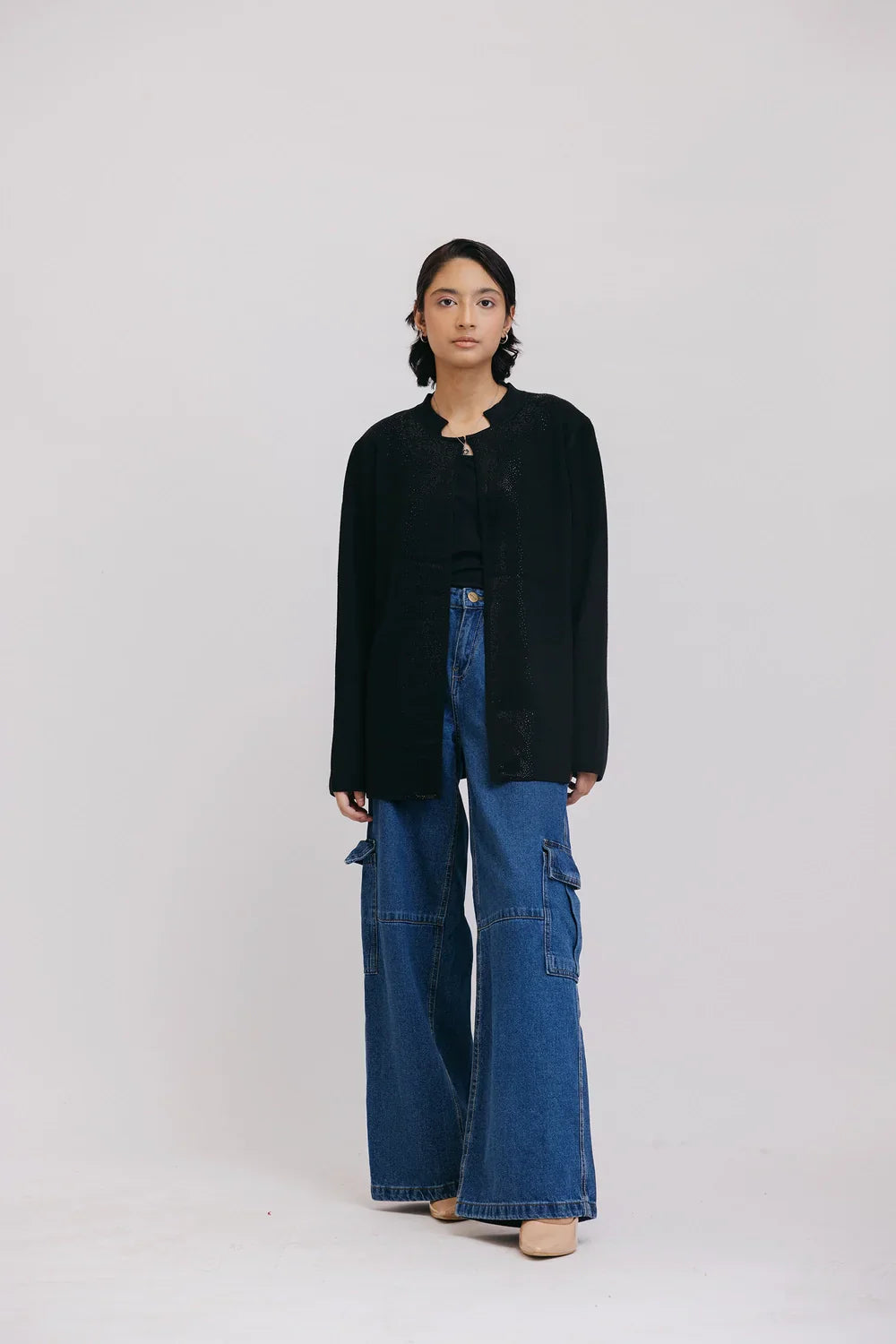 Picture of Ellena - Full Sleeves Round Neck Cardigan Sweater - Available at Raja Sahib