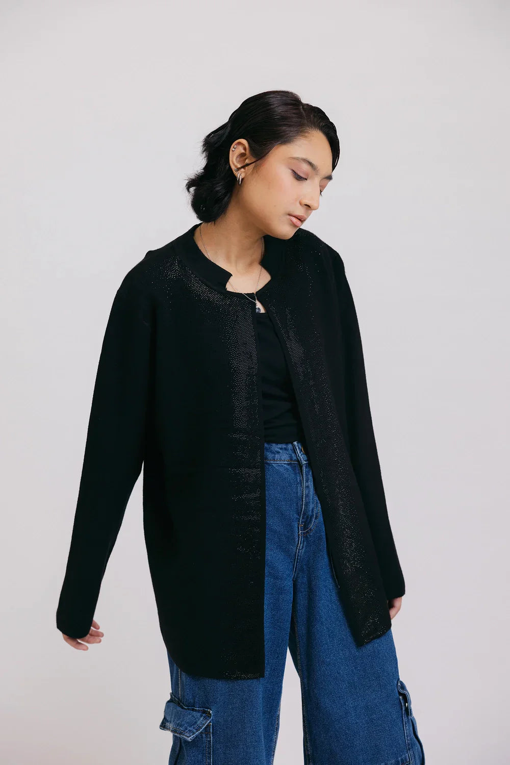 Picture of Ellena - Full Sleeves Round Neck Cardigan Sweater - Available at Raja Sahib
