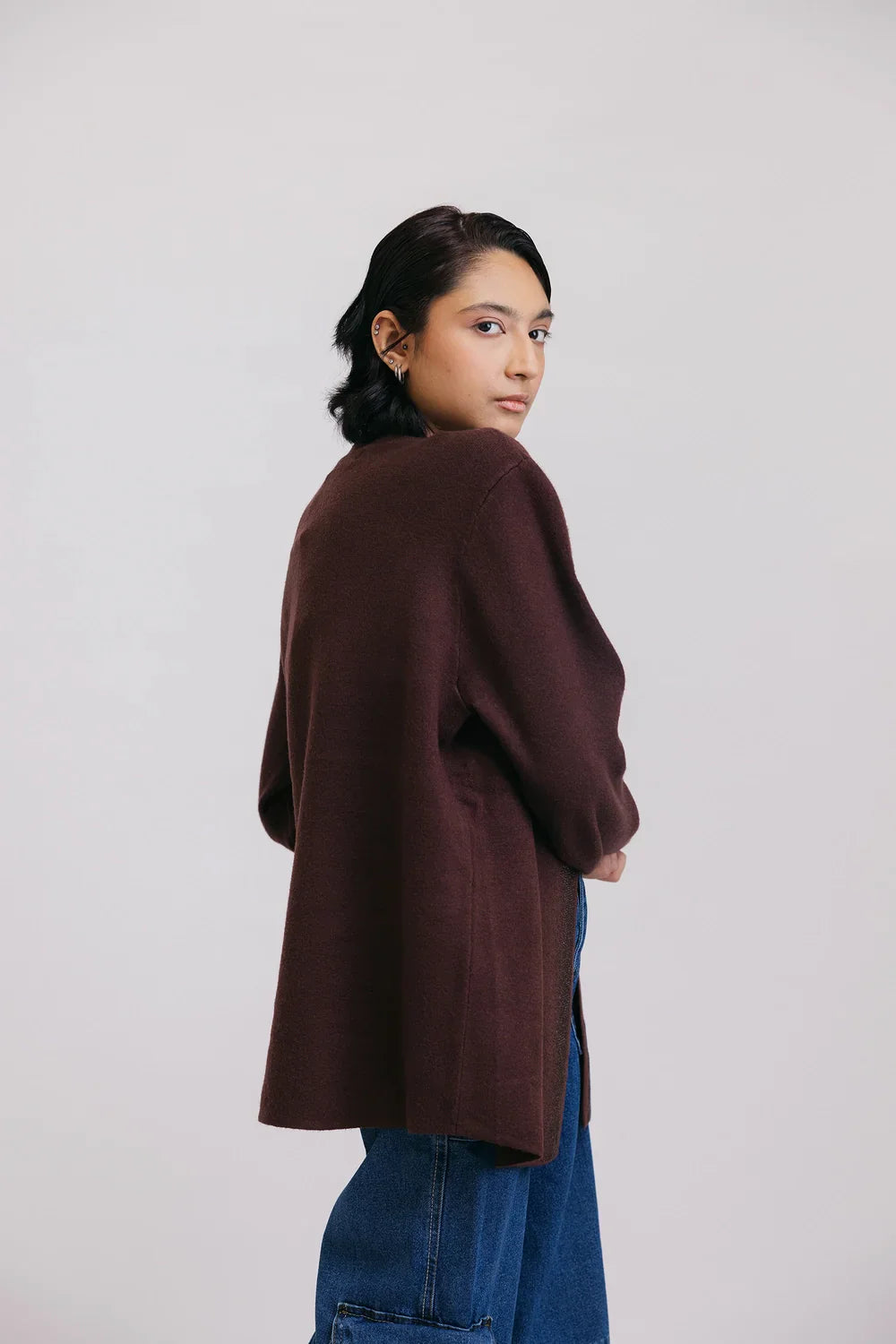 Picture of Ellena - Full Sleeves Round Neck Cardigan Sweater - Available at Raja Sahib