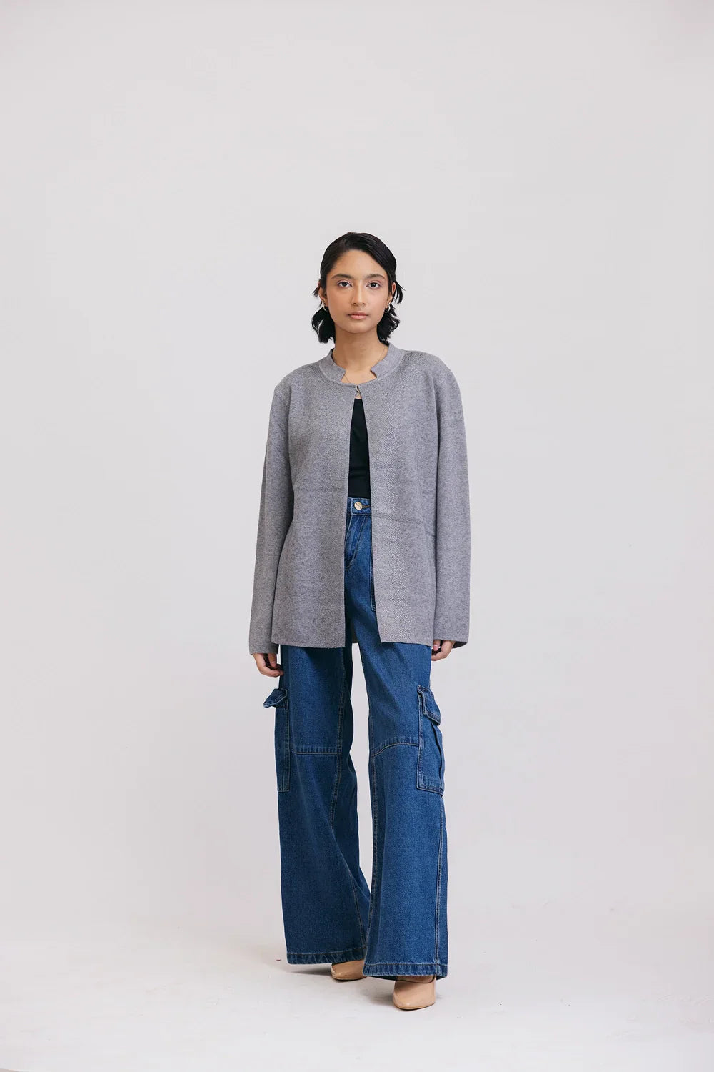 Picture of Ellena - Full Sleeves Round Neck Cardigan Sweater - Available at Raja Sahib