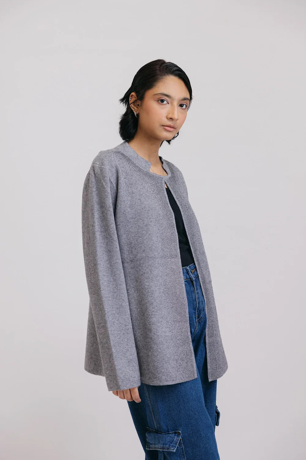 Picture of Ellena - Full Sleeves Round Neck Cardigan Sweater - Available at Raja Sahib