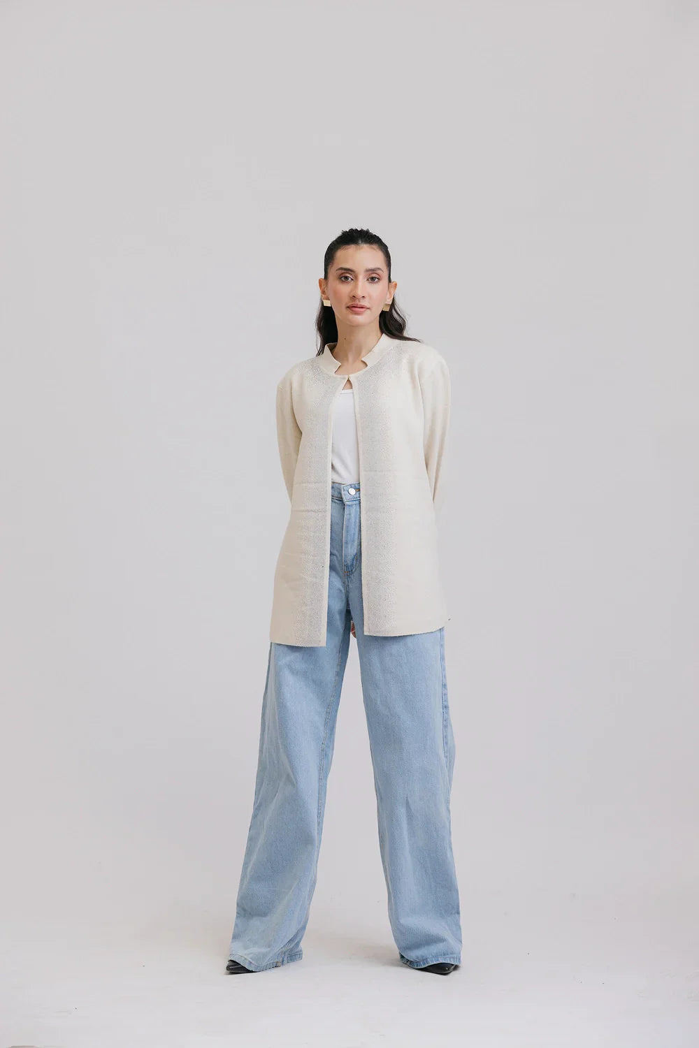 Picture of Ellena - Full Sleeves Round Neck Cardigan Sweater - Available at Raja Sahib