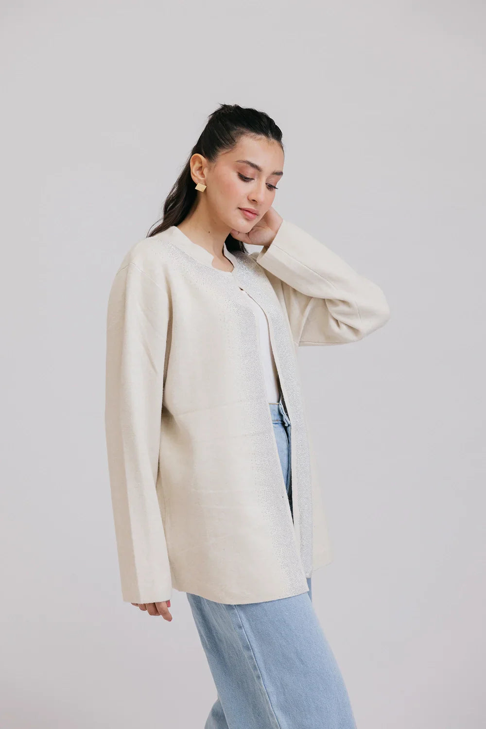 Picture of Ellena - Full Sleeves Round Neck Cardigan Sweater - Available at Raja Sahib