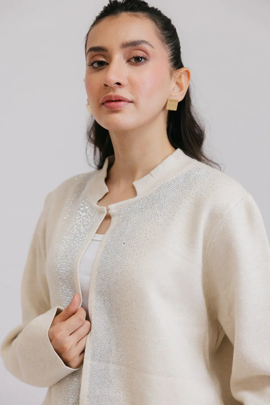 Picture of Ellena - Full Sleeves Round Neck Cardigan Sweater - Available at Raja Sahib