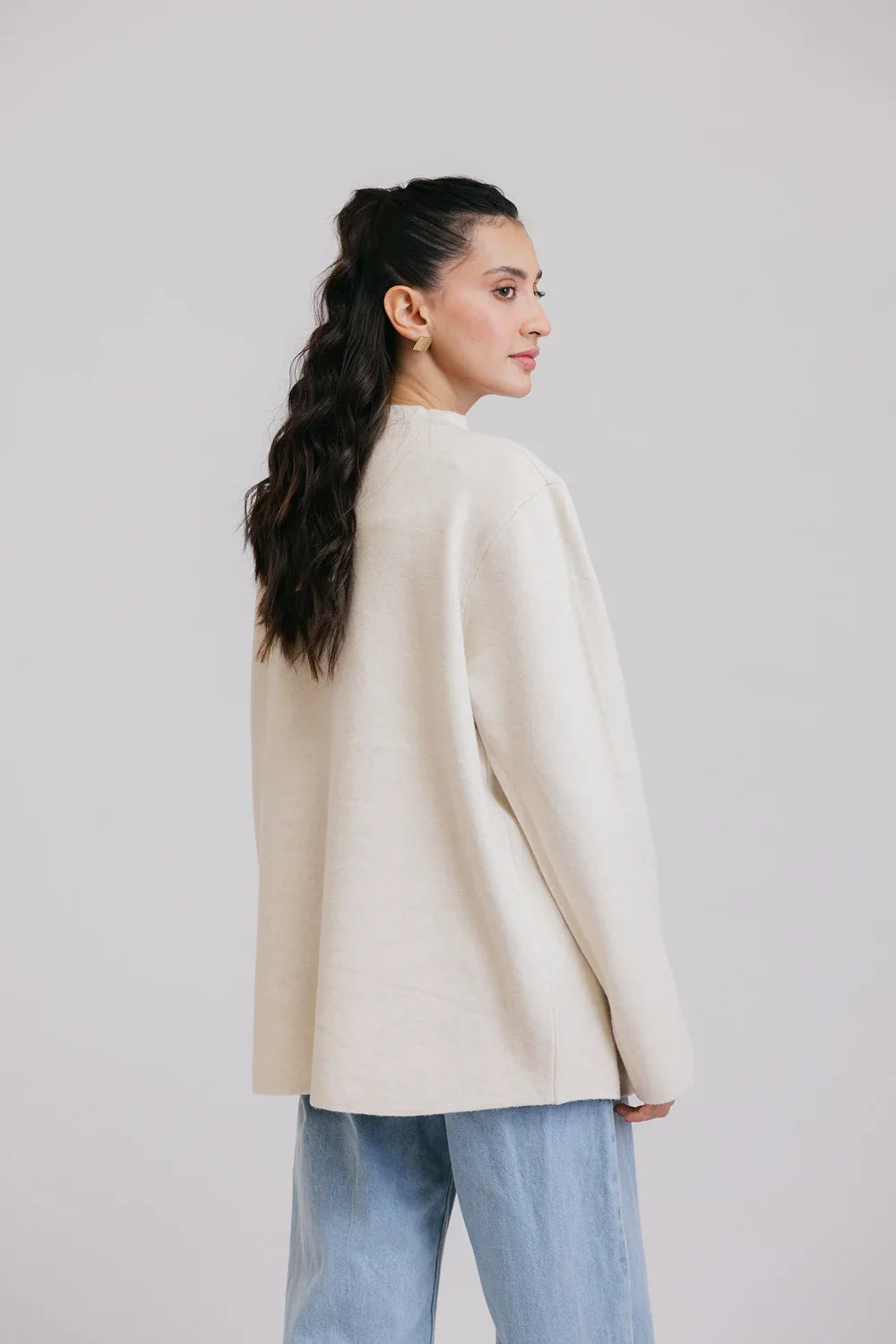 Picture of Ellena - Full Sleeves Round Neck Cardigan Sweater - Available at Raja Sahib