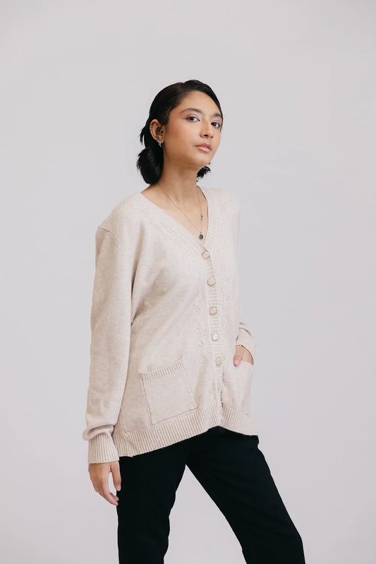 Picture of Ellena - Full Sleeves V-Neck Cardigan Sweater - Available at Raja Sahib