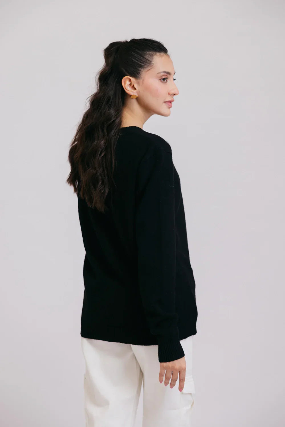 Picture of Ellena - Full Sleeves V-Neck Cardigan Sweater - Available at Raja Sahib