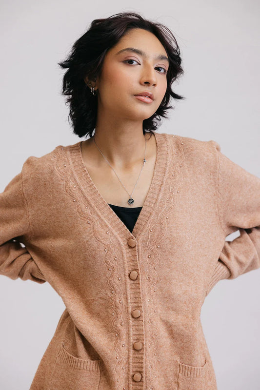 Picture of Ellena - Full Sleeves V-Neck Cardigan Sweater - Available at Raja Sahib