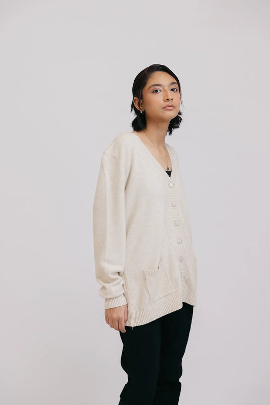 Picture of Ellena - Full Sleeves V-Neck Cardigan Sweater - Available at Raja Sahib