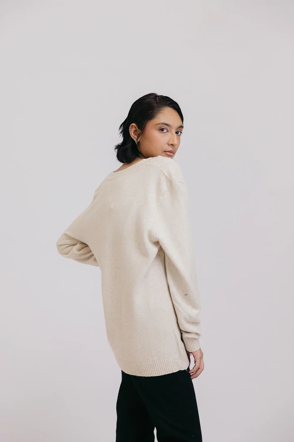 Picture of Ellena - Full Sleeves V-Neck Cardigan Sweater - Available at Raja Sahib