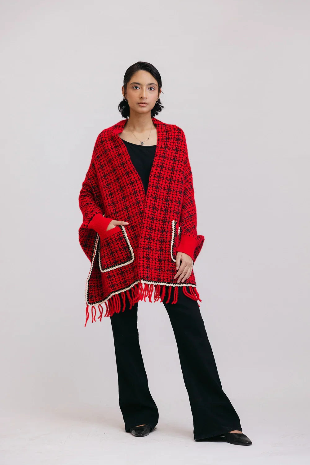 Picture of Ellena - Fall Poncho Capes with Front Pockets - Available at Raja Sahib