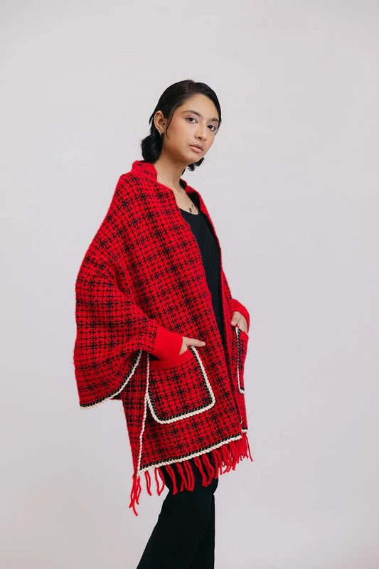 Picture of Ellena - Fall Poncho Capes with Front Pockets - Available at Raja Sahib