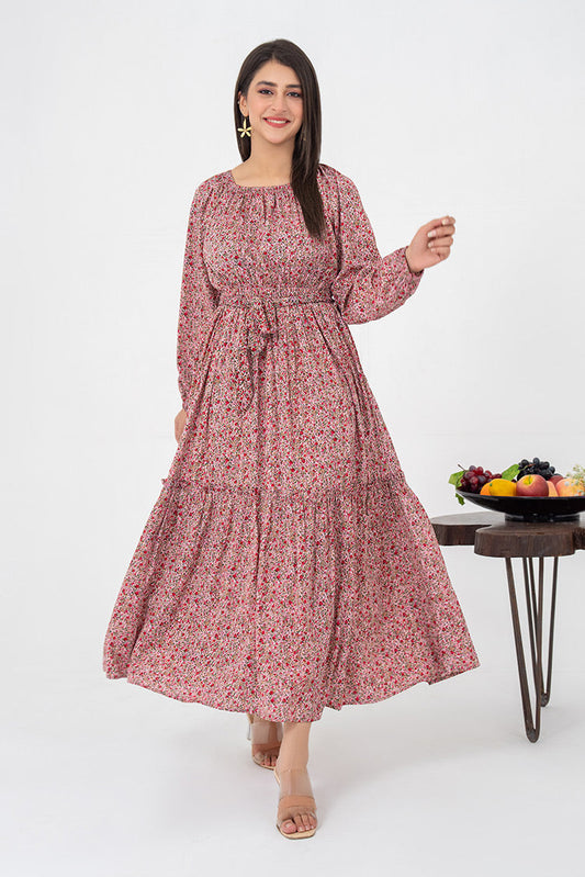 Picture of Ellena - Printed Lawn Maxi Dress - Available at Raja Sahib