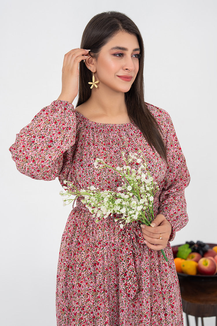 Picture of Ellena - Printed Lawn Maxi Dress - Available at Raja Sahib