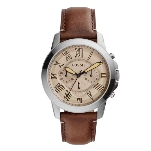 Picture of Fossil Grant Brown Leather Strap Brown Dial Chronograph Quartz Watch for Gents - FS5214 - Available at Raja Sahib