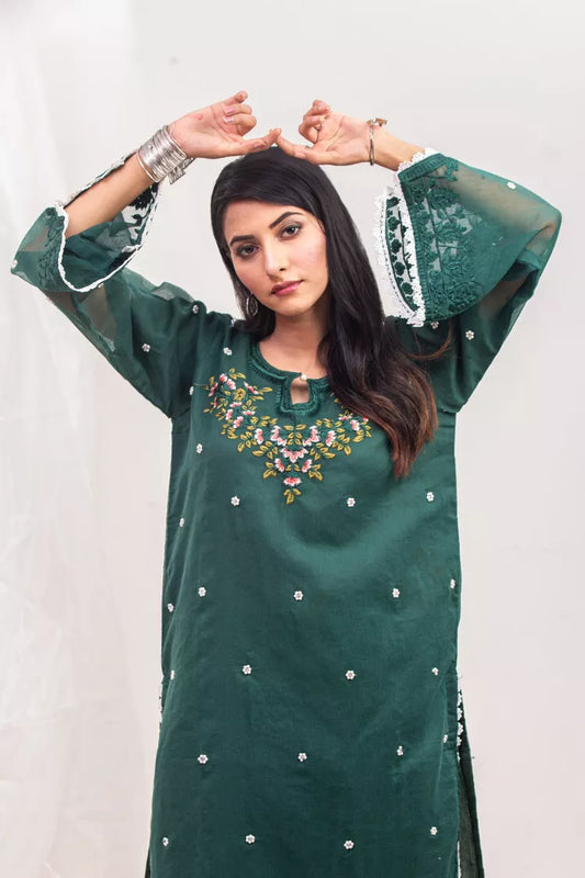 Silcot - Elite Rich Emerald Embroidered Outfit