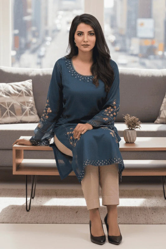 Silcot - Midnight Petal Embroidered Kurta Set