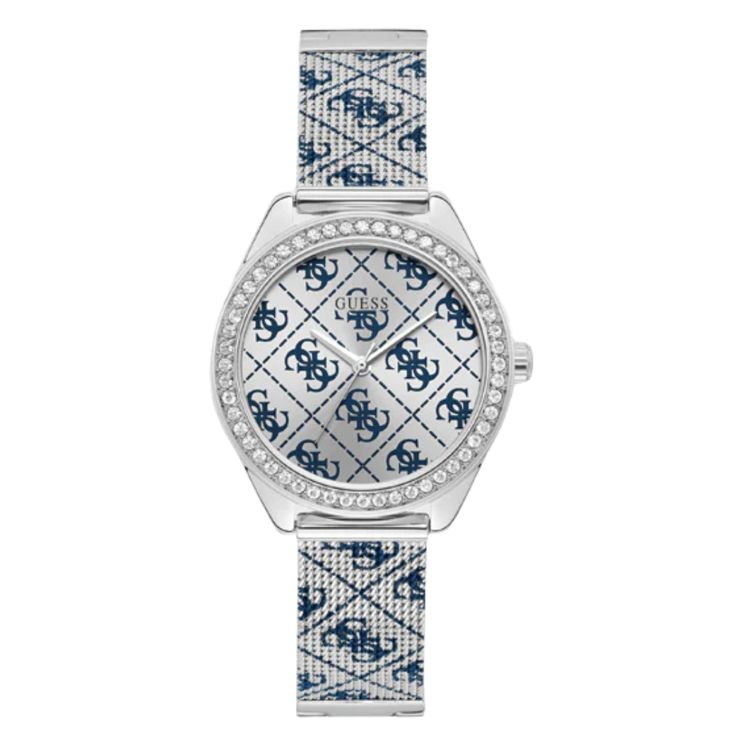 Picture of Guess Claudia Silver Stainless Steel Silver Dial Quartz Watch for Ladies - W1279L1 - Available at Raja Sahib