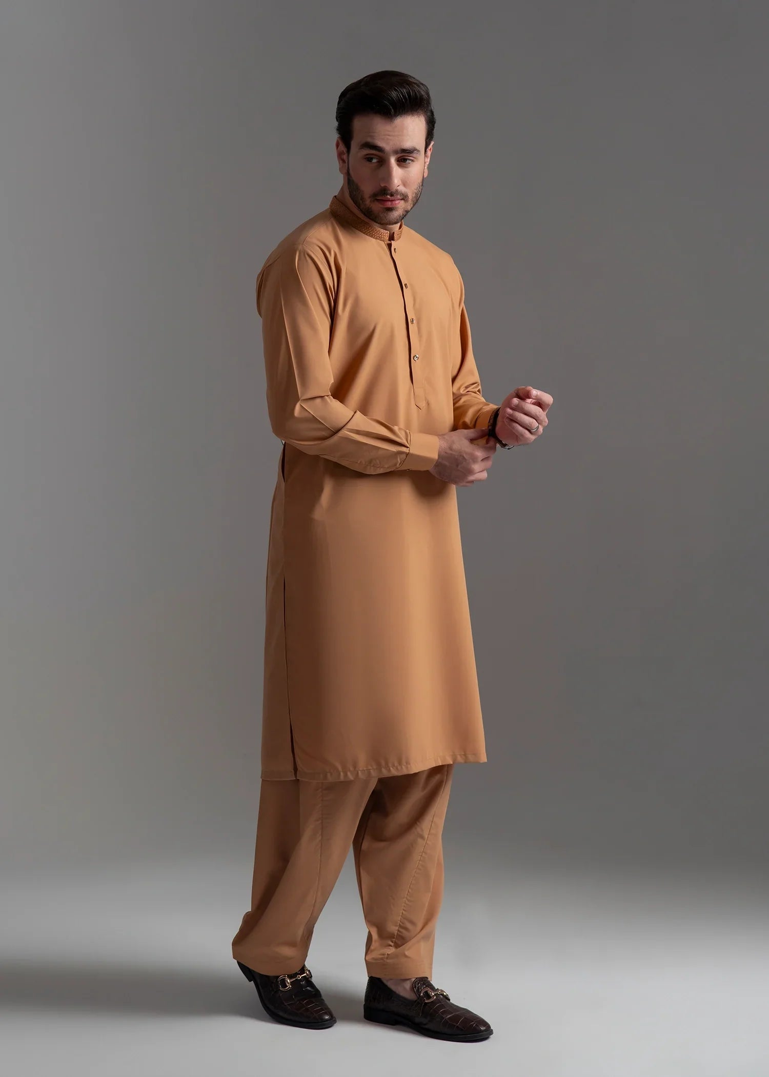 Picture of Wash & Wear | Mustard Ban Shalwar Kameez - Available at Raja Sahib