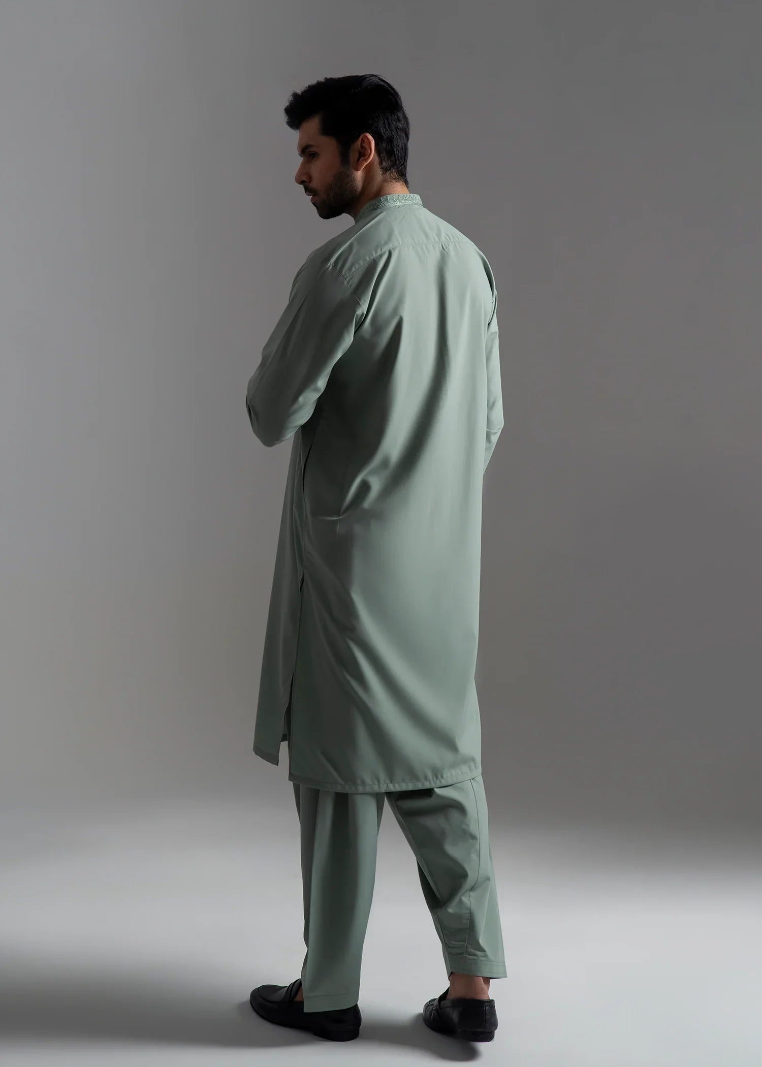 Picture of Wash & Wear | Light Green Ban Shalwar Kameez - Available at Raja Sahib