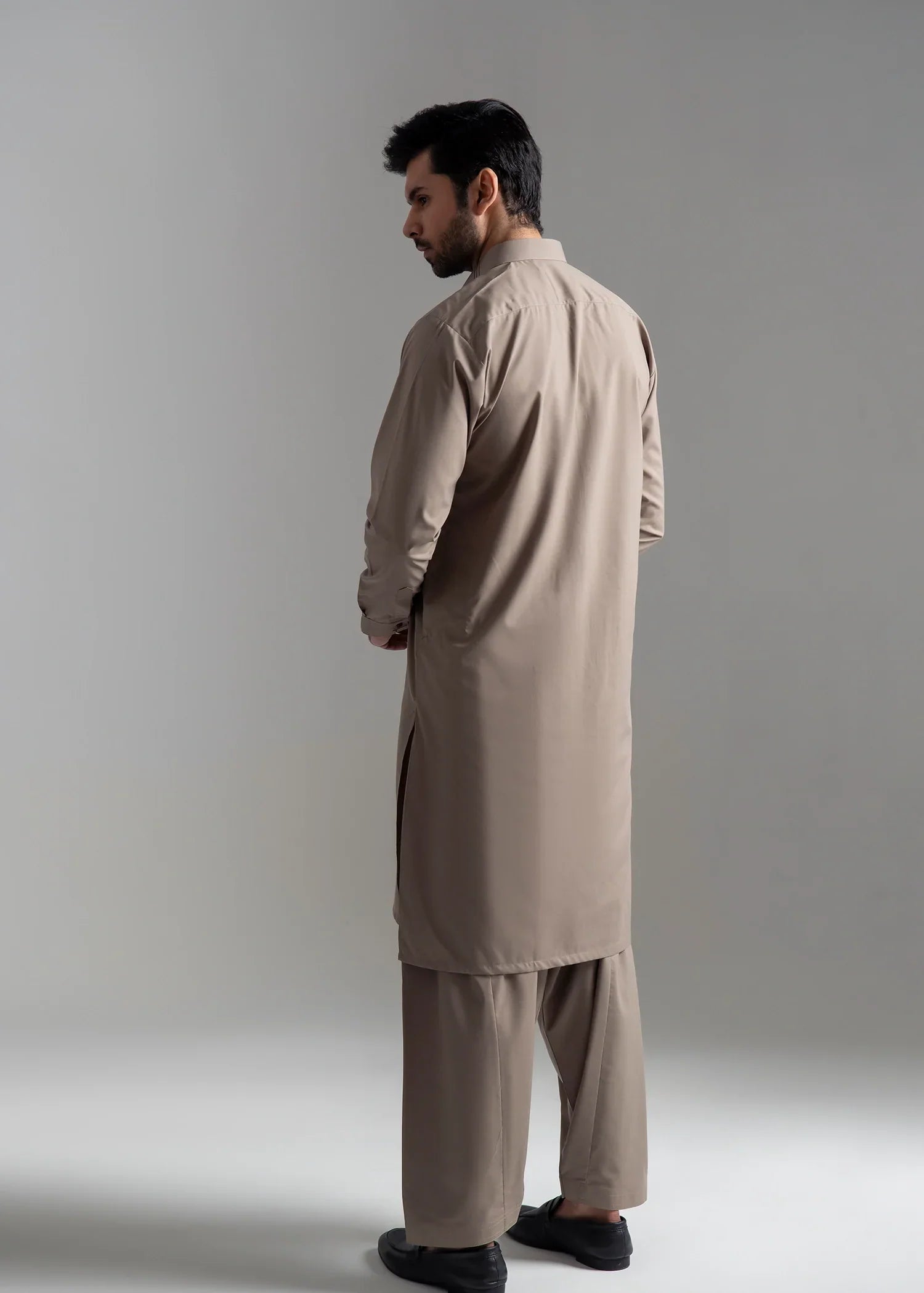 Picture of Wash & Wear | Beige Collared Shalwar Kameez - Available at Raja Sahib