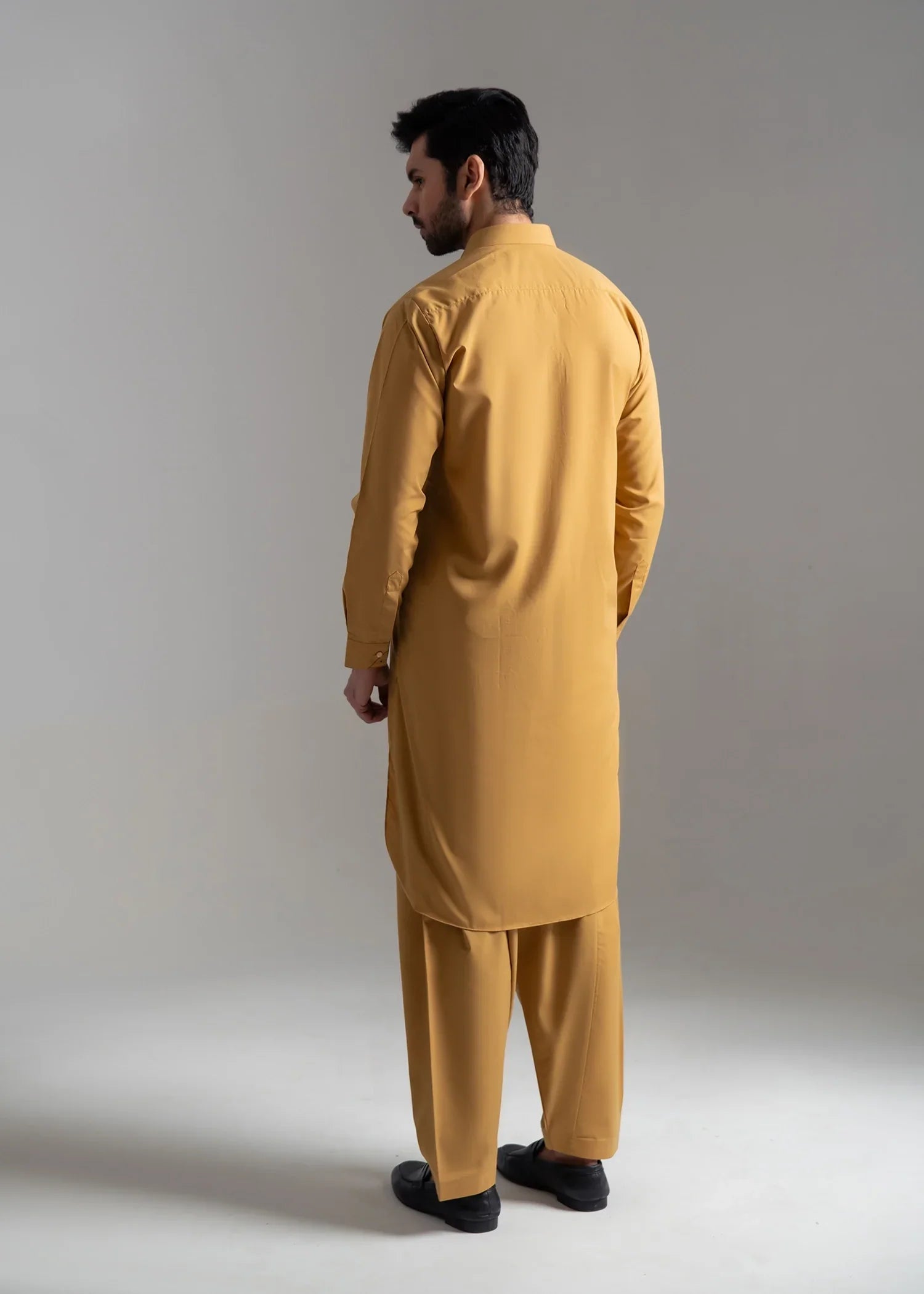 Picture of Wash & Wear | Goldenrod Collared Shalwar Kameez - Available at Raja Sahib