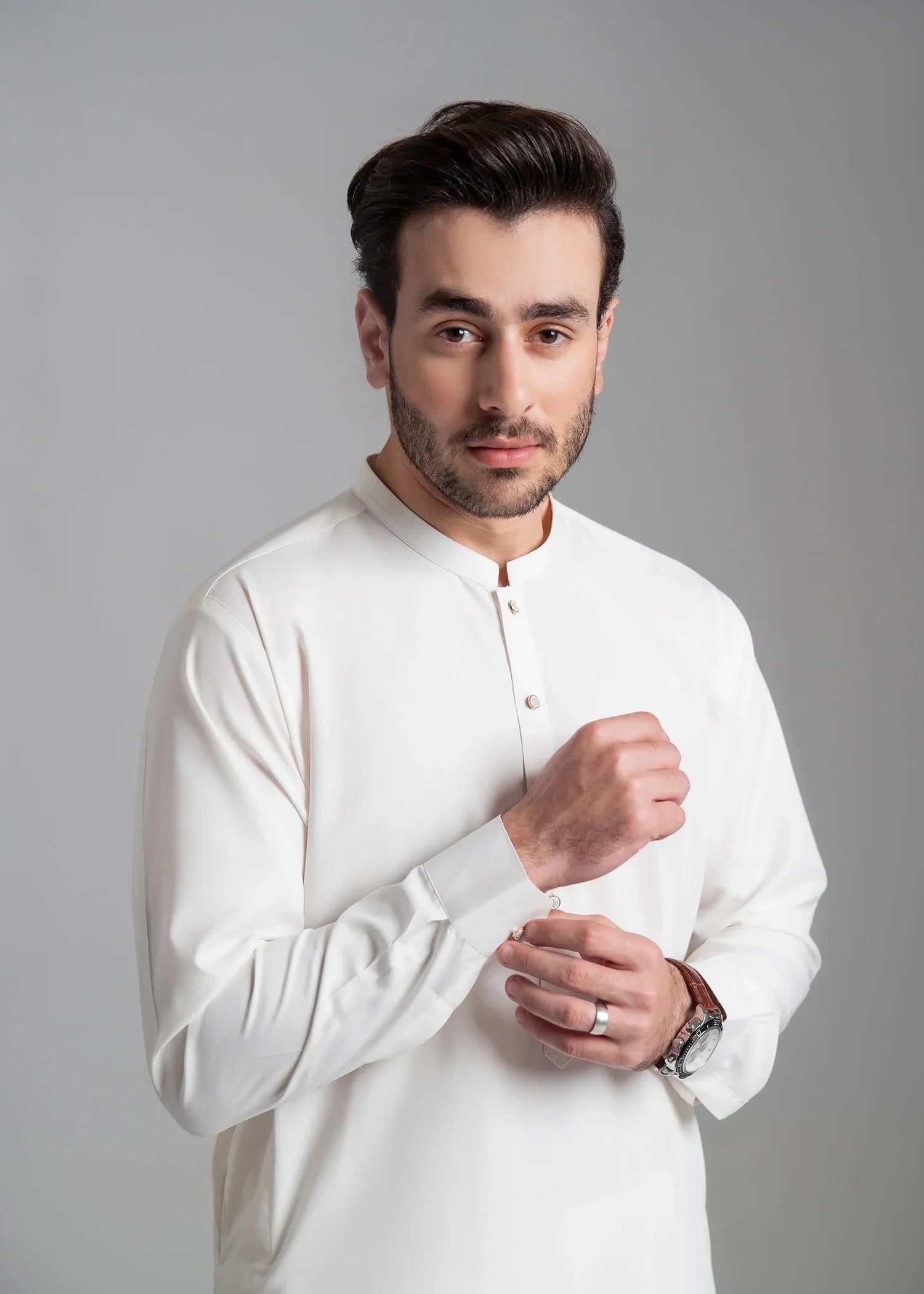 Picture of Wash & Wear | White Ban Shalwar Kameez - Available at Raja Sahib