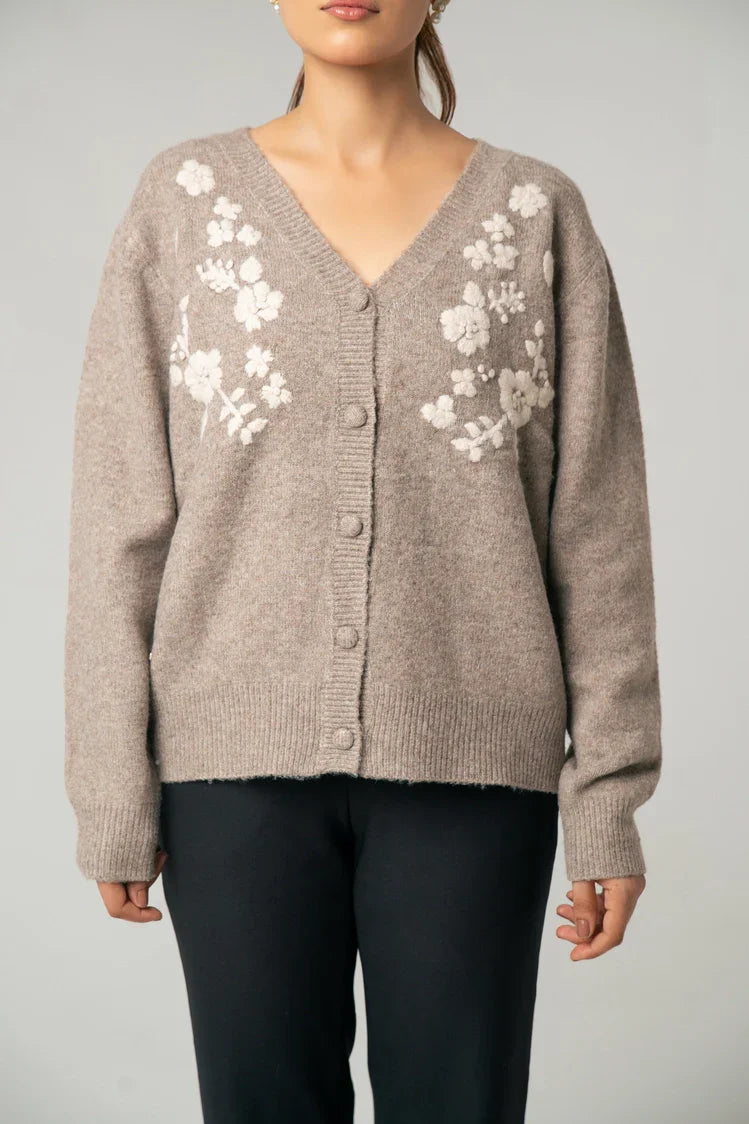 Picture of V-Neck Embroidered Knit Sweater - Available at Raja Sahib
