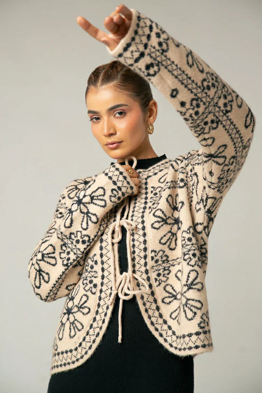 Picture of Ellena - Embroidered Knit Cardigan - Available at Raja Sahib