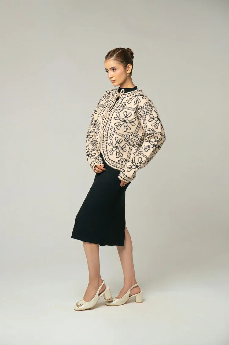 Picture of Ellena - Embroidered Knit Cardigan - Available at Raja Sahib