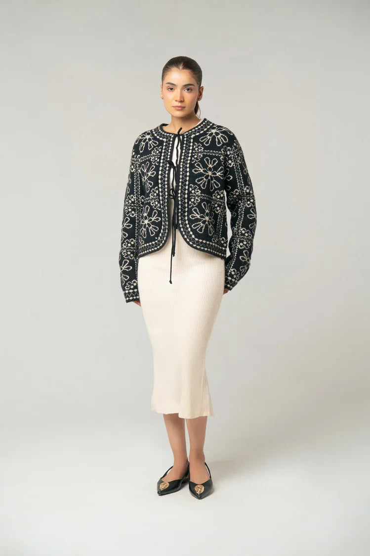 Picture of Ellena - Embroidered Knit Cardigan - Available at Raja Sahib