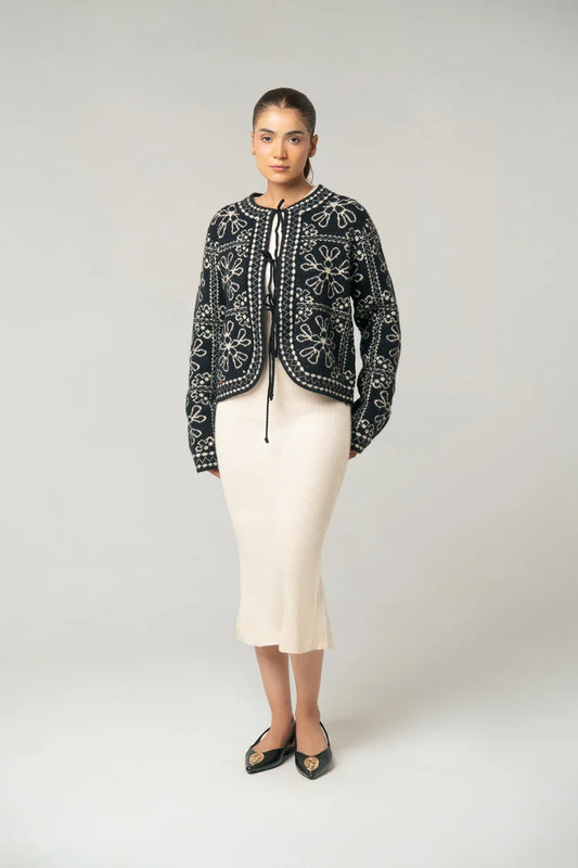 Picture of Ellena - Embroidered Knit Cardigan - Available at Raja Sahib