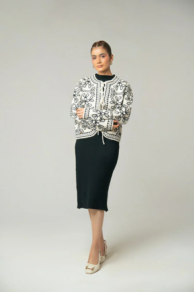 Picture of Ellena - Embroidered Knit Cardigan - Available at Raja Sahib