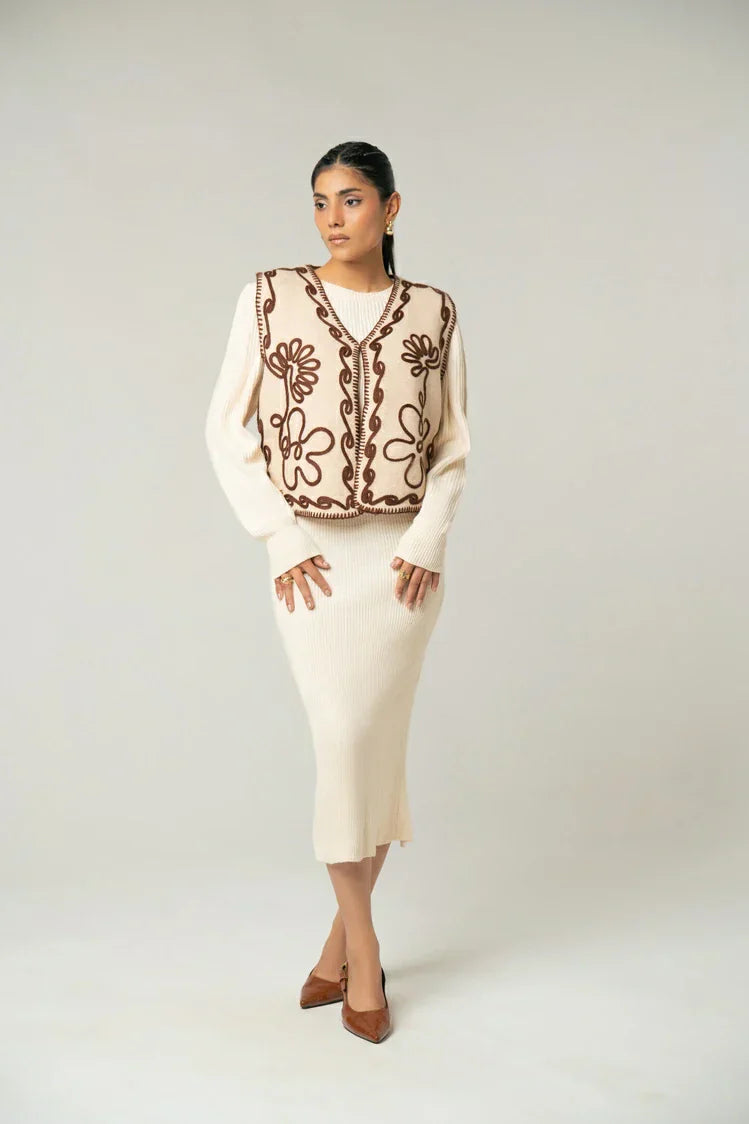 Picture of Ellena - Embroidered Knit Cardigan - Available at Raja Sahib