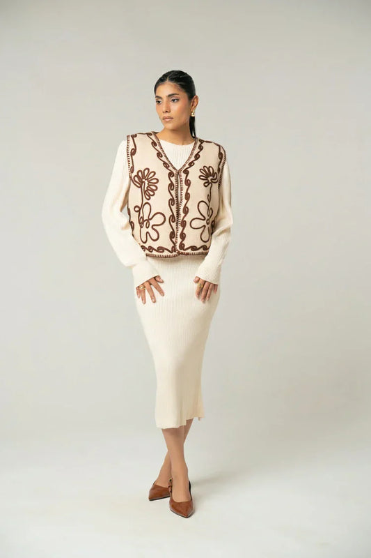 Picture of Ellena - Embroidered Knit Cardigan - Available at Raja Sahib
