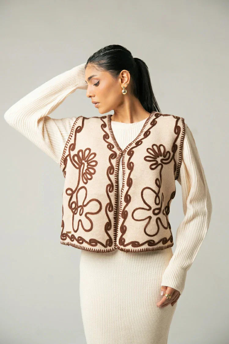 Picture of Ellena - Embroidered Knit Cardigan - Available at Raja Sahib