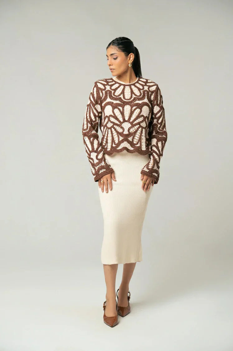 Picture of Full Sleeves Crochet Cardigan - Available at Raja Sahib