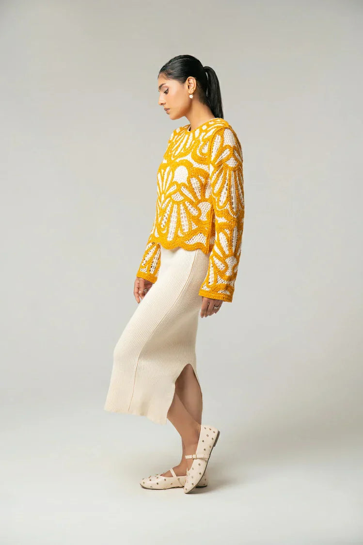 Picture of Full Sleeves Crochet Cardigan - Available at Raja Sahib