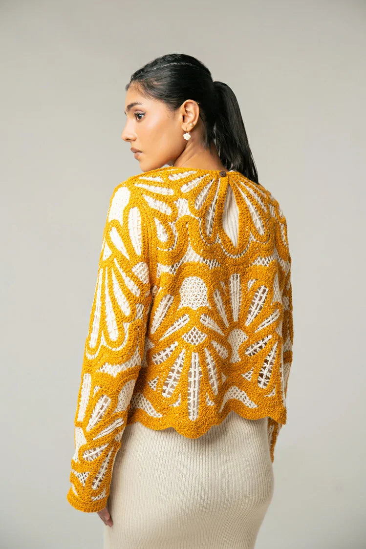 Picture of Full Sleeves Crochet Cardigan - Available at Raja Sahib