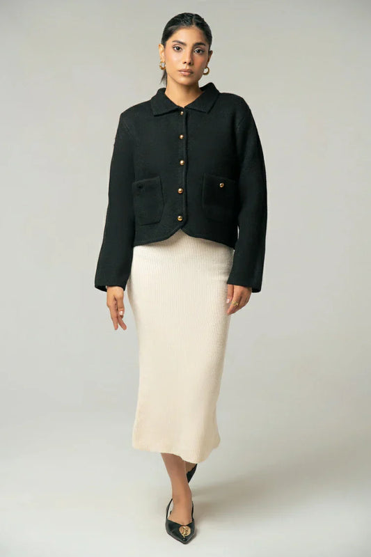 Picture of Ellena - Collar Knit Cardigan - Available at Raja Sahib