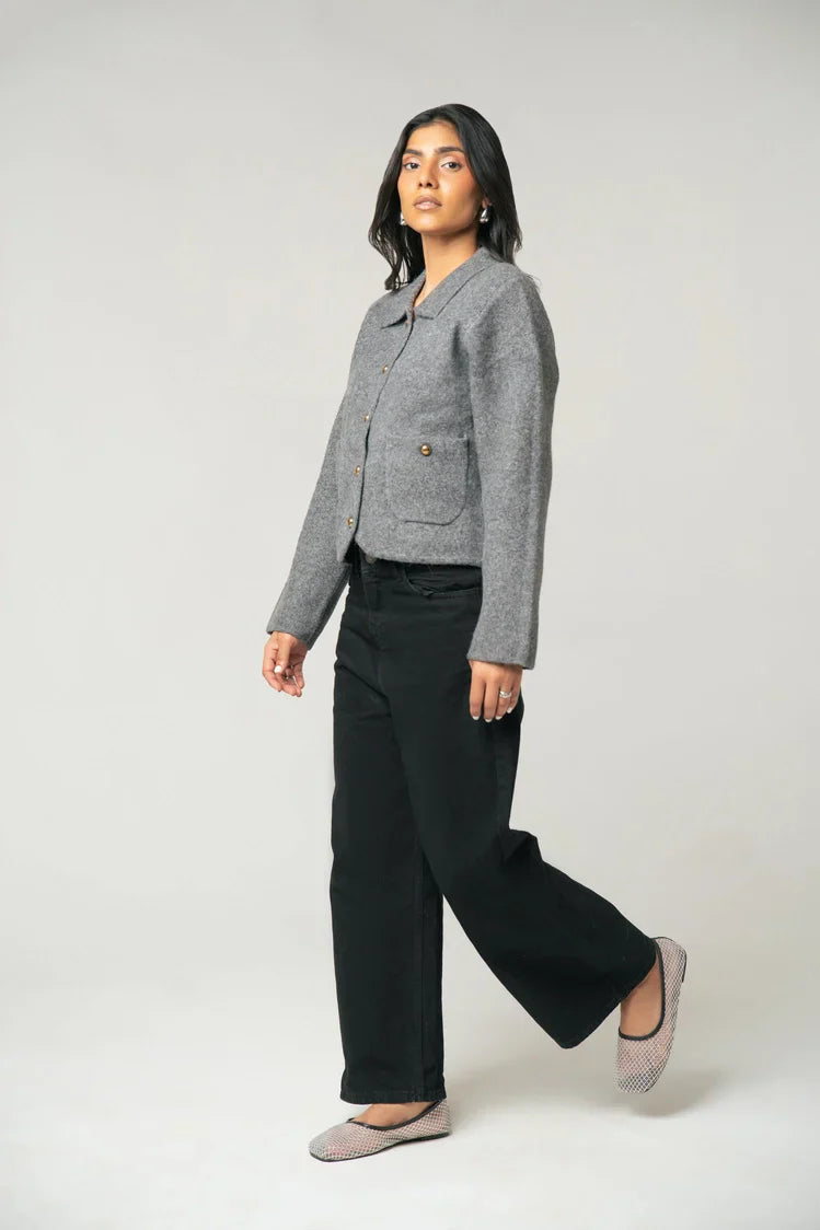 Picture of Ellena - Collar Knit Cardigan - Available at Raja Sahib