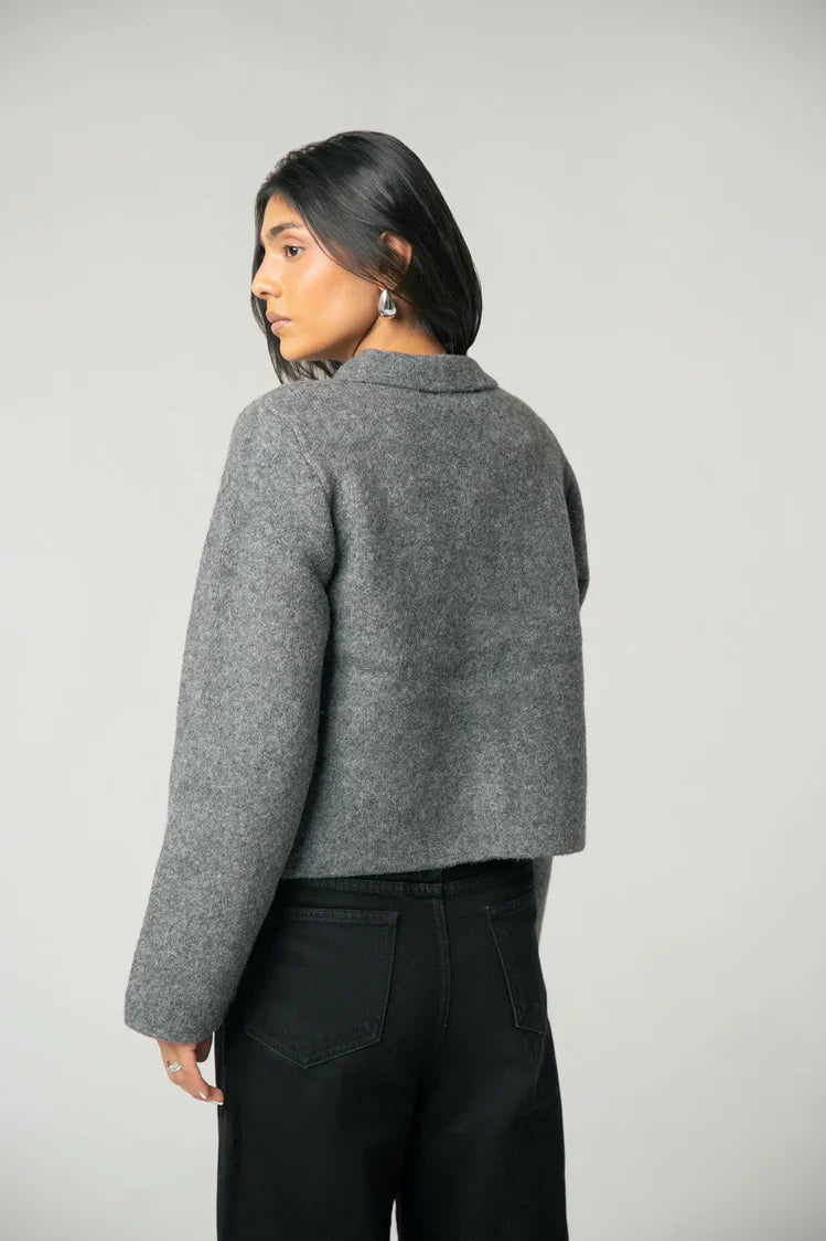 Picture of Ellena - Collar Knit Cardigan - Available at Raja Sahib