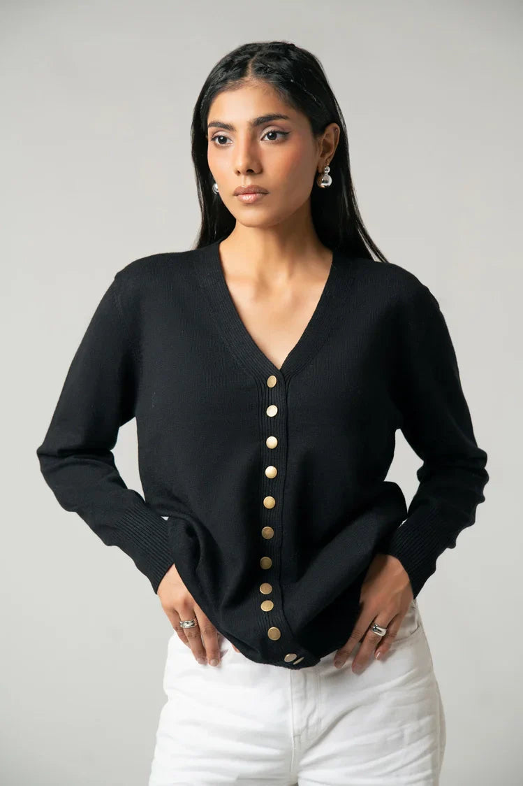 Picture of Ellena - V-Neck Knit Sweater - Available at Raja Sahib