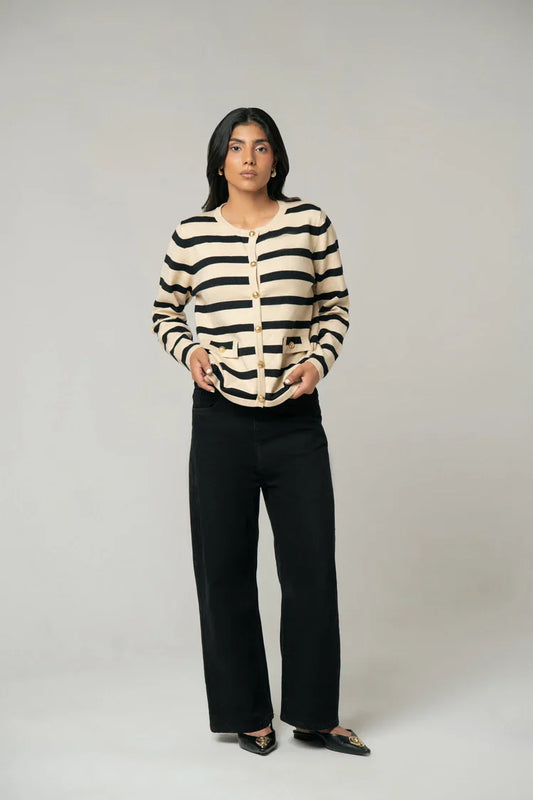 Picture of Ellena - Striped Knit Sweater - Available at Raja Sahib