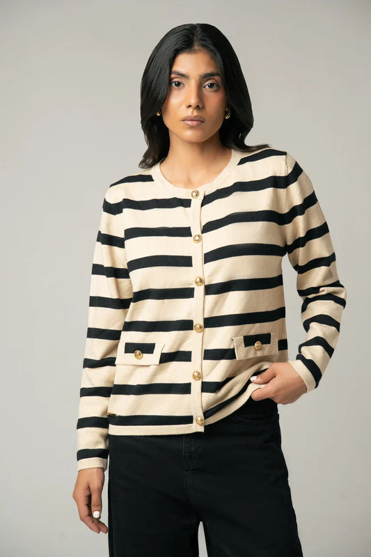 Picture of Ellena - Striped Knit Sweater - Available at Raja Sahib