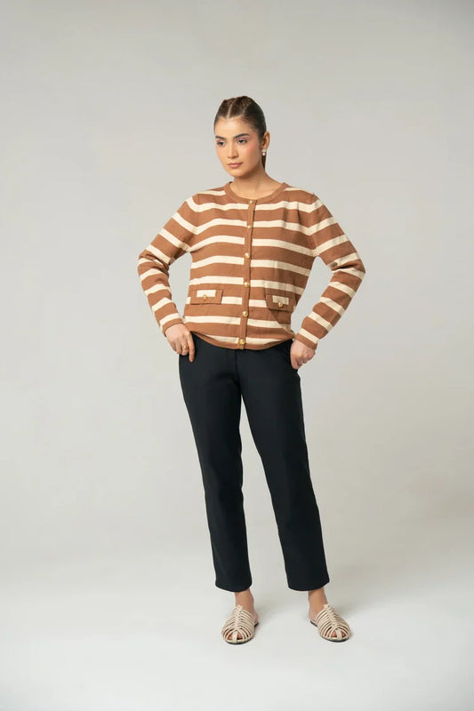 Picture of Ellena - Striped Knit Sweater - Available at Raja Sahib