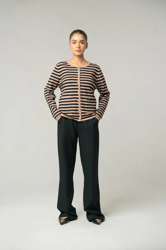 Picture of Ellena - Striped Knit Sweater - Available at Raja Sahib