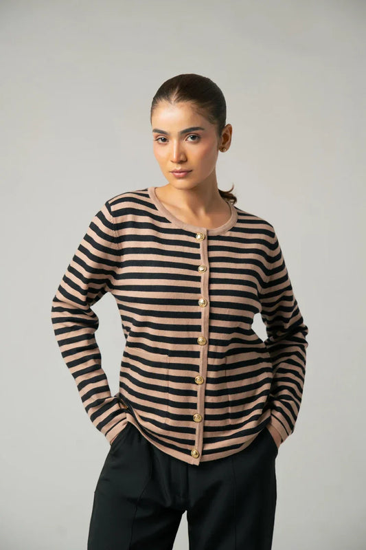 Picture of Ellena - Striped Knit Sweater - Available at Raja Sahib